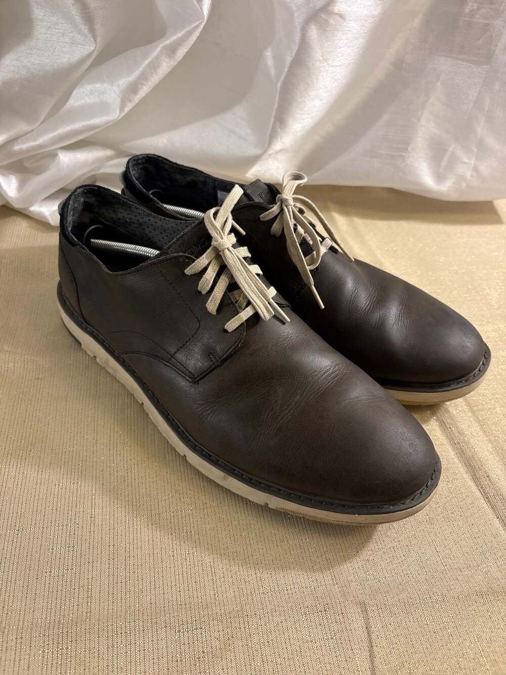 TOMS Navi Oxford Size 14 Dark Brown Leather Casual Dress Shoes